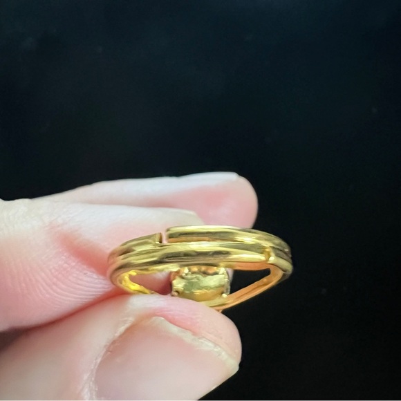 18 k Gold Plated Ring Moss Agate Stone Size 4 Expandable Gift Present 18 karat - Picture 6 of 8